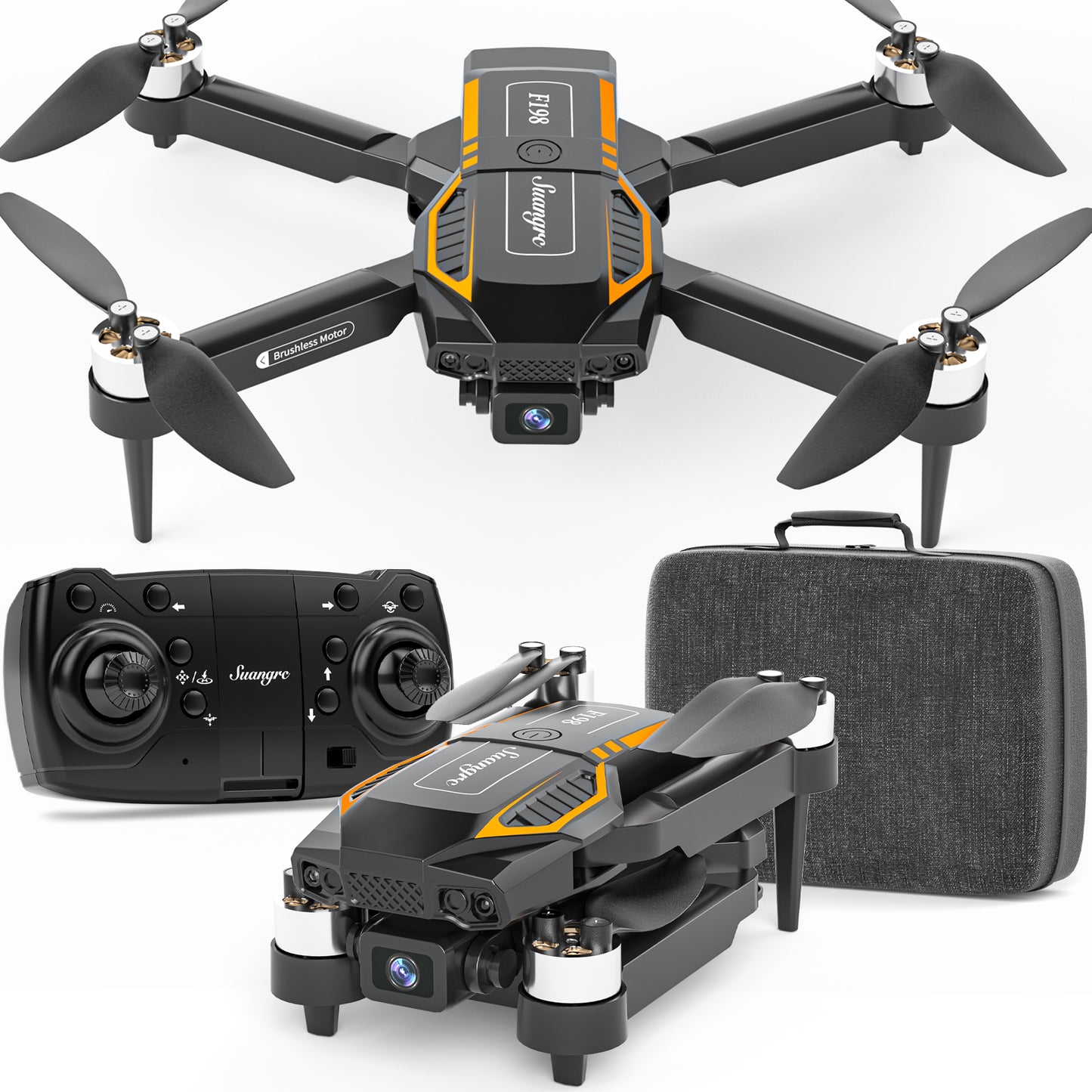 F198 Drone with Camera 720P HD, 90° Adjustable Lens, Foldable FPV Drone for Adult Beginners, WiFi APP, 3D Flip, Auto Hold, Optical Stream Positioning, Waypoint Flight, Carrying Case