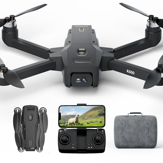 K600 Drone with 2 Camera 1080P,90°Adjust Lens Upgrade Brushless Drones with Auto Hold,APP VR FPV Professional Drone with 1800mah Modular Battery for long time,Gesture Control,Carrying Case