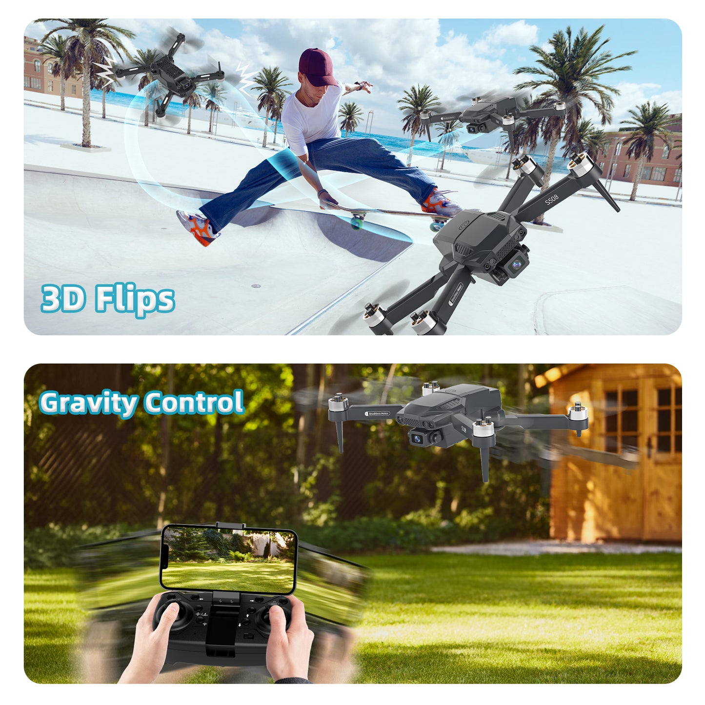 S508 Mini Drone with Camera 90°adjust, Remote Control Helicopter for Beginners, FPV RC Quadcopter with 720P Live Video Camera, Foldable Drone with Upgrade Altitude Hold, Gravity Control, Carry Case