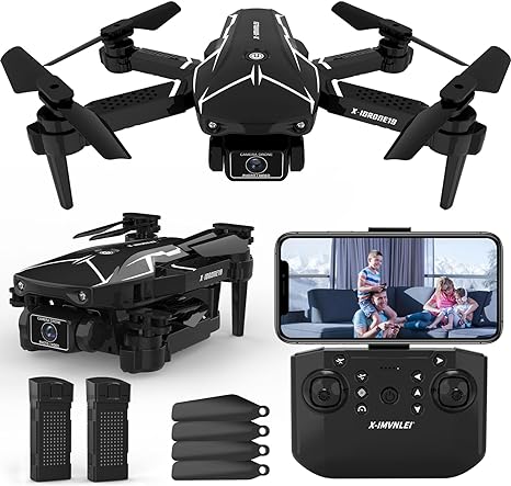 X19 Mini Drone with Dual 720P Camera,for Beginners and Kids,Foldable Remote Control Quadcopter with Optical Flow Positioning,Altitude Hold,Headless Mode,One Key Start,Speed Adjustment,3D Flips,2 Batteries