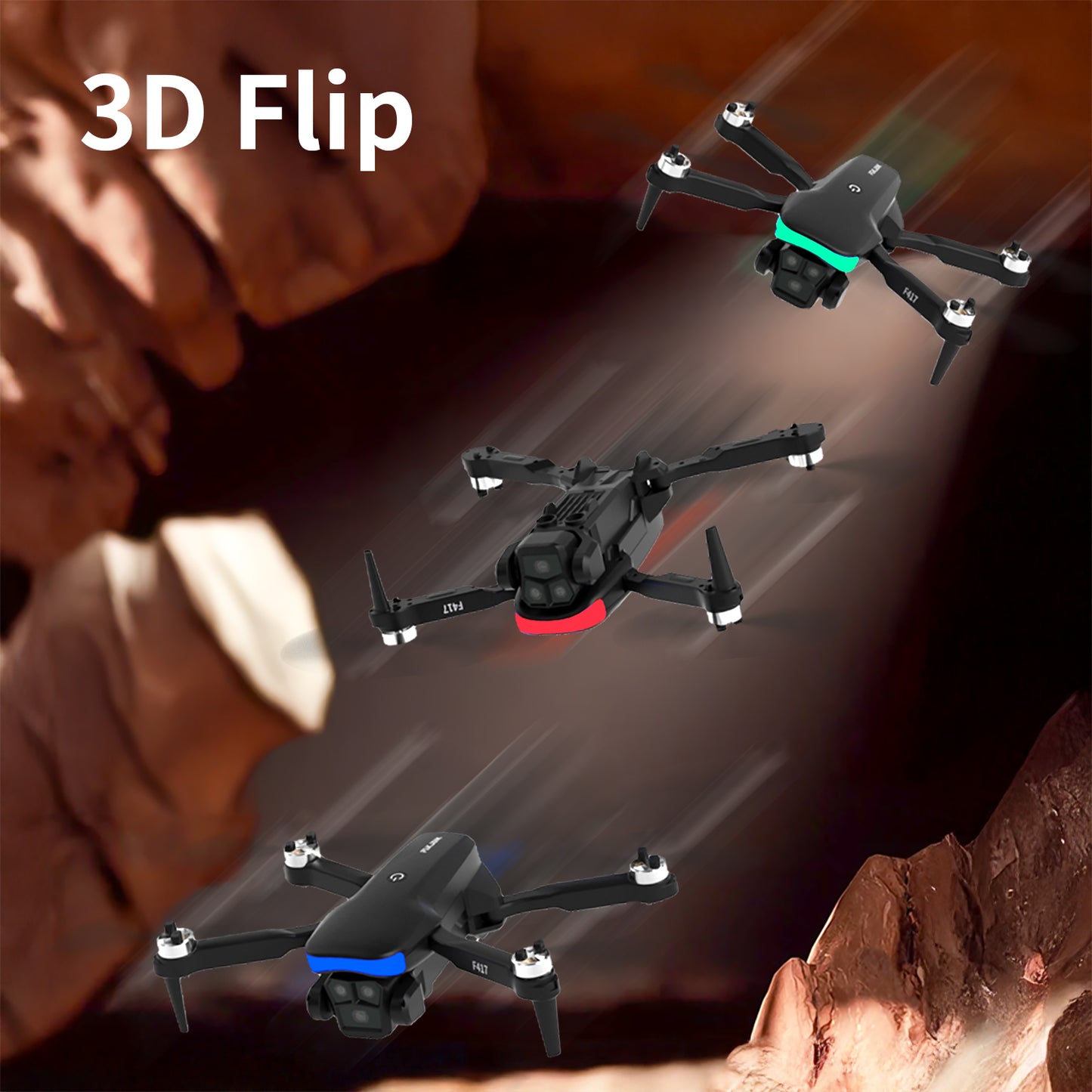 F417 Drone with Camera 1080P for Beginners and Adults,RGB LED Light 90°Electric Adjustable Lens,FPV Drone Mini RC Quadcopter with Live Video Camera,360° Flip,One Key Take Off/Land,Carry Case